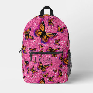 Pretty Girly Vlinders roze glitters glanzend Bedrukte Rugzak