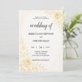 Pretty Gold and White Wedding Invitation Kaart (Staand voorkant)
