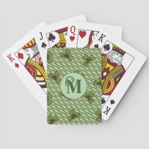 Pretty Green en Gouden Ierse Shamrocks Monogram Pokerkaarten