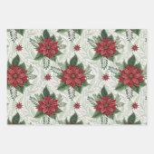 Pretty Green Toile Red Christmas Flower Pattern Inpakpapier Vel (Voorkant 2)