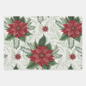 Pretty Green Toile Red Christmas Flower Pattern Inpakpapier Vel (Voorkant)