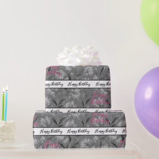 Pretty Grey Floral Cadeaupapier