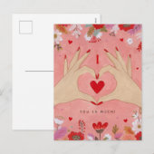 Pretty Hands in Love Signe Valentine Carte de voeu (Devant / Derrière)