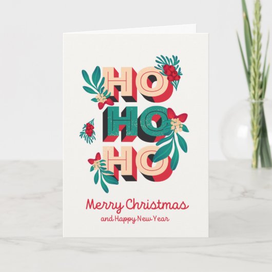 Pretty Ho, Ho, Ho Christmas Card Kaart (Voorkant)