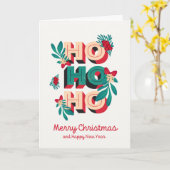 Pretty Ho, Ho, Ho Christmas Card Kaart (Gele Bloem)