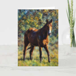 Pretty Horse in Pasture Peaceful Art Card Kaart