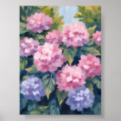Pretty Hydrangea Blooms | Floral Watercolor Poster (Voorkant)