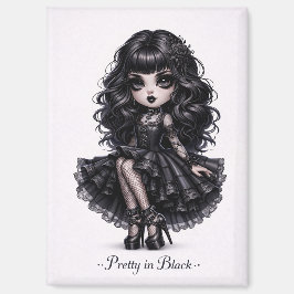 Pretty in Black Gothic Girl Magnet Dark Aesthetic Magneet