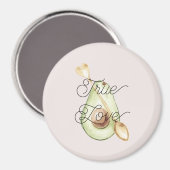 Pretty in Blush Pink Avocado Heart Spoon Magneet (Voorkant / Achterkant)