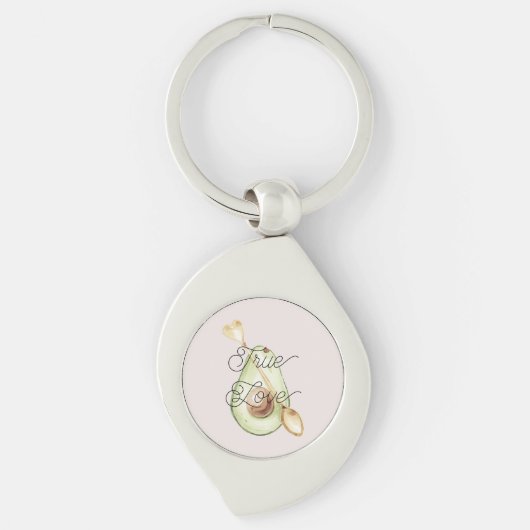 Pretty in Blush Pink Avocado Heart Spoon Sleutelhanger (Voorkant)