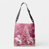 Pretty in Pink Kerstontwerp Boodschappentas Crossbody Tas (Achterkant)