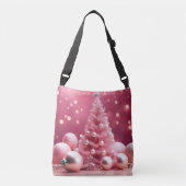 Pretty in Pink Kerstontwerp Boodschappentas Crossbody Tas (Voorkant)