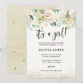 Pretty It a Girl Floral Baby shower Invitation (Devant / Derrière)