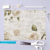 Pretty Ivory Roses on Simulated Text and Stamps Tissuepapier (Craft)