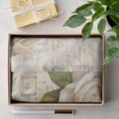Pretty Ivory Roses with Simulated Text and Stamps Tissuepapier (Geschenk)