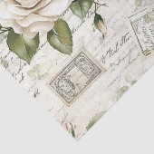 Pretty Ivory Roses with Simulated Text and Stamps Tissuepapier (Detail)
