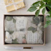 Pretty Ivory Roses with Simulated Text and Stamps Tissuepapier (Geschenk)