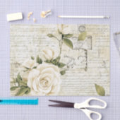 Pretty Ivory Roses with Simulated Text and Stamps Tissuepapier (Craft)