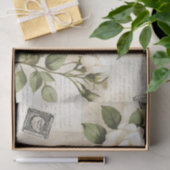 Pretty Ivory Roses with Simulated Text and Stamps Tissuepapier (Geschenk)