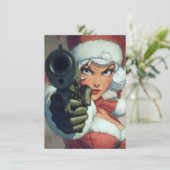 Pretty Lady has a Gun Christmas Cards Feestdagenkaart (Staand voorkant)