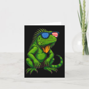 Pretty Leguaan Met Amerika Sungles Kostuum Voor 4 Kaart