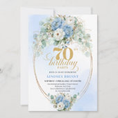 Pretty Light Blue Peonies 70th Birthday Invitation (Devant)