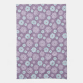 Pretty Lilac Purple and Blue Flower Pattern Theedoek (Verticaal)
