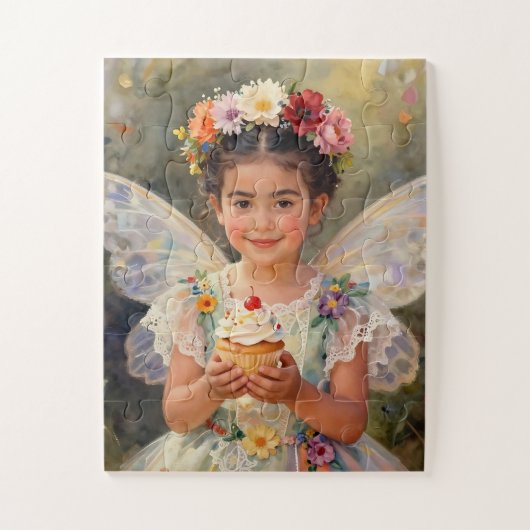 Pretty Little Fairy Girl holding a Cupcake Legpuzzel (Verticaal)