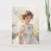 Pretty Little Fairy Girl with Cupcake Birthday Kaart (Voorkant)