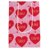 Pretty Love Heart Custom Text Modern Valentines Medium Cadeauzakje (Achterkant)
