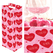 Pretty Love Heart Custom Text Modern Valentines Wijn Cadeautas
