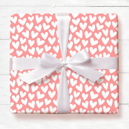 Pretty Love Heart Pattern Apricot Pink Valentine Cadeaupapier