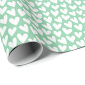 Pretty Love Heart Pattern Mint White Valentine Cadeaupapier (Rol Hoek)