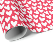 Pretty Love Heart Pattern Red White Valentine Cadeaupapier (Rol Hoek)