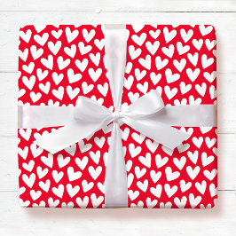 Pretty Love Heart Pattern Red White Valentine Cadeaupapier