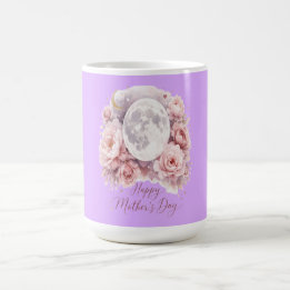 Pretty Mauve Moon Floral Mug 15oz – Gift for Mom