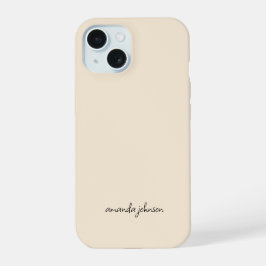 Pretty Minimalist Modern Monogram on Cream iPhone 15 Hoesje