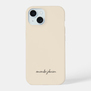 Pretty Minimalist Modern Monogram on Cream iPhone 15 Hoesje