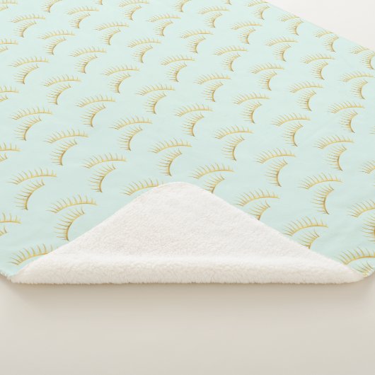 Pretty Mint Gold Eyelashes Birthday Sherpa Deken (3/4)