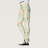 Pretty Mint Peach Floral Leggings (Links)