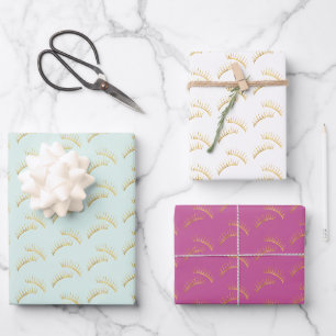 Pretty Mint Roze Gouden Wimpers Verjaardag Inpakpapier Vel