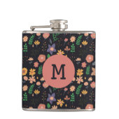 Pretty Modern Dark Floral Pattern Monogram Heupfles (Voorkant)