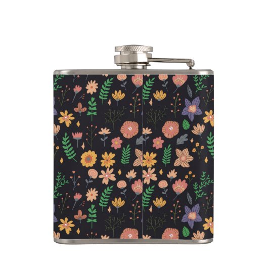 Pretty Modern Dark Floral Pattern Monogram Heupfles (Achterkant)