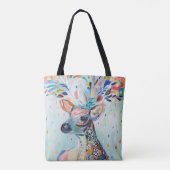Pretty Modern Deer Art Flower Antlers Draagtas (Achterkant)