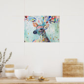 Pretty Modern Deer Art Flower Antlers Poster (Keuken)