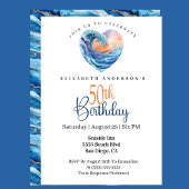 Pretty Ocean Wave Heart 50th Birthday Kaart