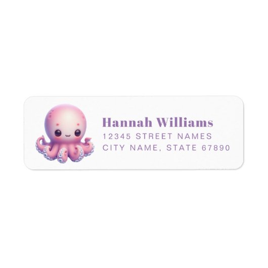 Pretty Octopus Return Address Labels (Voorkant)