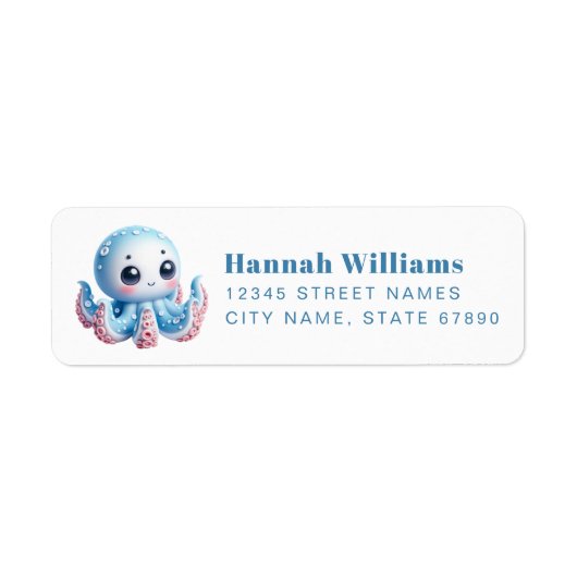 Pretty Octopus Return Address Labels (Voorkant)