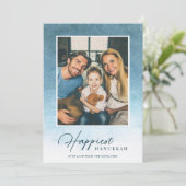 Pretty Ombre Watercolor Carte photo Hanoukka (Debout devant)