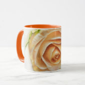 Pretty Orange Cream Rose Art Coffee Tea Mug (Devant gauche)